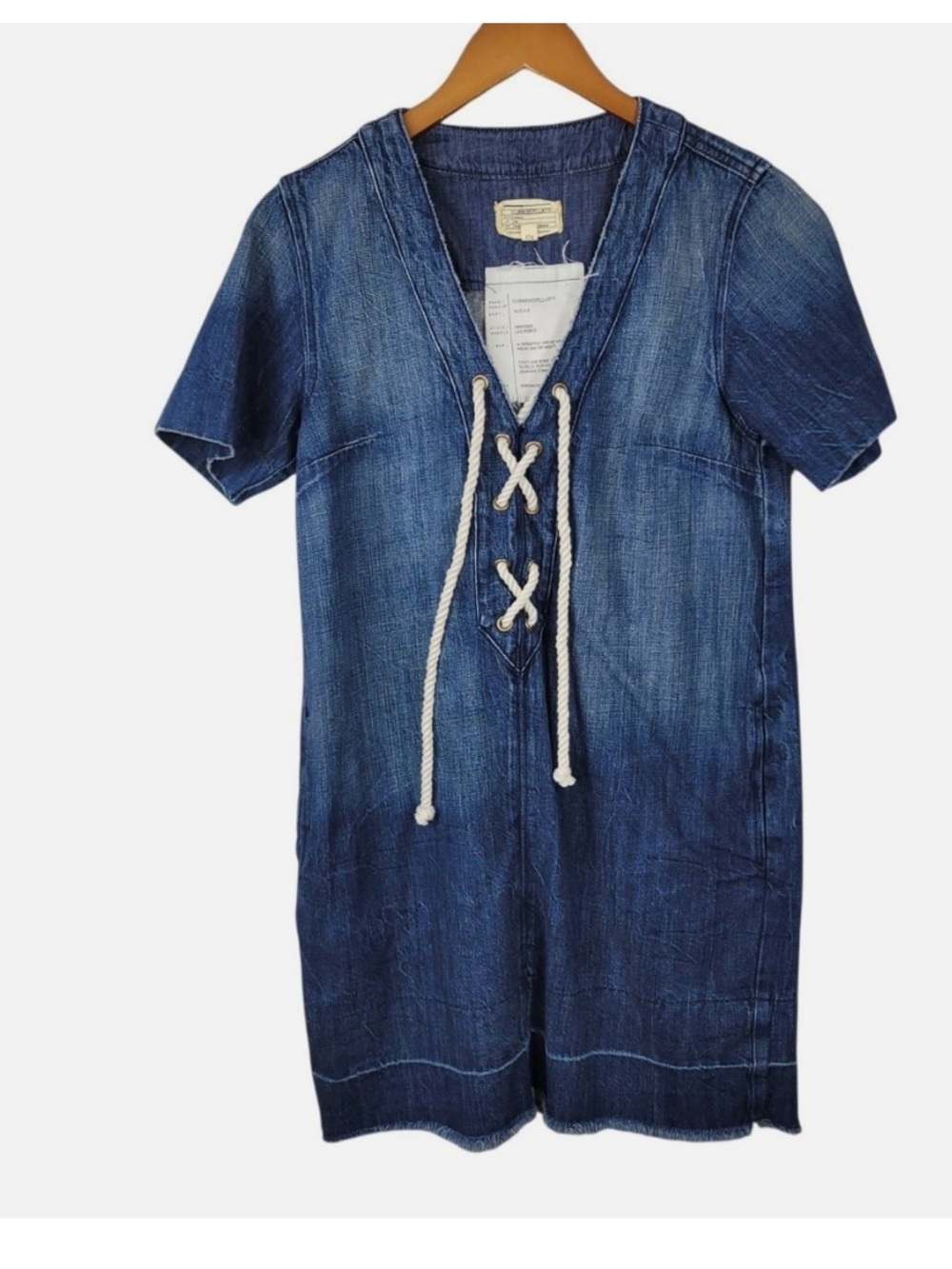 Current/Elliott Indigo Denim Lace-Up V-Neck Cover-Up - Picture 3 of 6
